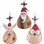 Набор деревянных елочных игрушек Рождественская компания 16 см 3 шт, подвеска Kaemingk