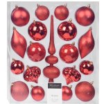 Набор пластиковых шаров с верхушкой Сен-Дени красный, 6-13 см, 19 шт Koopman