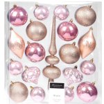 Набор пластиковых шаров с верхушкой Сен-Дени - Розовый Жемчуг, 6-13 см, 19 шт Koopman