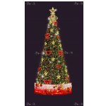 Световая елка Decois Новогодняя елка с украшениями, зеленый с красными, 8х2,7м