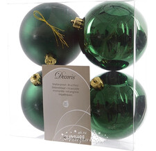 Набор пластиковых шаров Зеленый Классический, mix, 100 мм, 4 шт KAEMINGK 022175