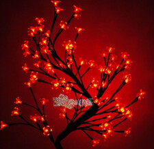 Бонсай 64 led, цветки сакуры 45 см, цв. красный, провод черный PVC