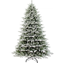 Искусственная елка с гирляндой Шеффилд заснеженная 228 см, 650 теплых белых ламп, ЛИТАЯ + ПВХ National Tree Company 31HPESS75L/PESL3-306LG-75