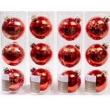 Набор стеклянных елочных шаров Совершенство 70 мм красный, 3 шт Kaemingk