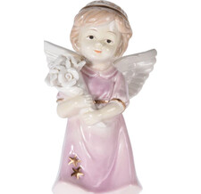 Фарфоровая статуэтка Цветочный Ангел 14 см розовый Koopman