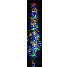 Хвост Капельки на батарейках 10*0.8 м, 80 разноцветных мини LED ламп, серебряная ПРОВОЛОКА Koopman