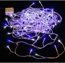 Светодиодная гирлянда нить Объемная 120 белых/синих LED ламп 9 м, прозрачный ПВХ, контроллер, IP44 Kaemingk