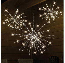 Светодиодное украшение Полярная Звезда серебряная 45 см, 72 теплые белые LED лампы с мерцанием, IP44 Kaemingk