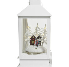 Новогодний фонарь Зимняя Сказка - Снеговик 36 см, с музыкой, движением и снежным вихрем Kaemingk белый 