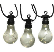 из лампочек Ретро Стиль, 20 дымчатых ламп, теплые белые LED, 9.5 м, черный ПВХ, соединяемая, IP44 Kaemingk