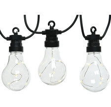 из лампочек Ретро Стиль, 20 ламп, теплые белые LED, 9.5 м, черный ПВХ, соединяемая, IP44 Kaemingk