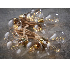 Электрогирлянда ГЭББИ ретро лампы, 10 ламп, 50 тёплых белых микро LED-огней, 3,15+5 м, джутовый провод, Edelman