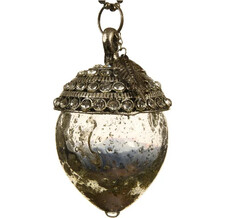 Винтажная елочная игрушка Желудь Бенуа 11 см дымчато-серебряный, стекло, подвеска Kaemingk