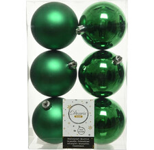 Набор пластиковых шаров Рождественский Зеленый 8 см, 6 шт, mix Kaemingk