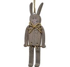 Деревянная елочная игрушка Заяц Найджел 18 см тёмно-серый, подвеска Kaemingk