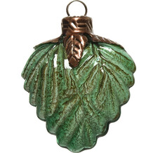 Стеклянная елочная игрушка Сердце Camellia Jade 13 см, подвеска Kaemingk, зеленая