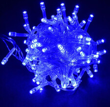 Светодиодная гирлянда нить 10 м, 220в ip 54, прозрачный провод, цв. синий