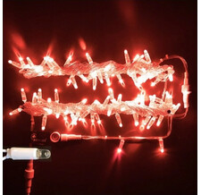 Светодиодная гирлянда Rich LED 10 м, 100 LED, 24В, влагозащитный колпачок, прозрачный провод,  , цв. красный