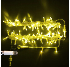 Светодиодная гирлянда Rich LED 10 м, 100 LED, 24В, влагозащитный колпачок, мерцающая, прозрачный провод, цв. желтый