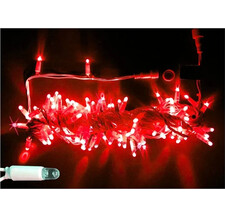 Светодиодная гирлянда Rich LED 10 м, 100 LED, 24В, влагозащитный колпачок, мерцающая, белый провод, цв. красный