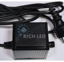 Трансформатор Rich LED 220/24 В , усиленная влагозащита IP65, герметичный, 50 Вт, шнур подключения  с выпрямителем тока 1.5 м. черный