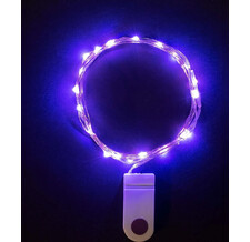 Роса на Батарейках 2м Пурпурная, 20 LED, Провод Прозрачный Проволока, IP20 пурпурный