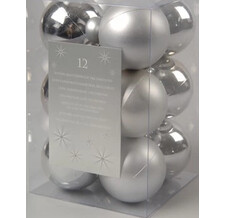 Набор пластиковых шаров, глянец, 60 мм, 12 шт, серебро